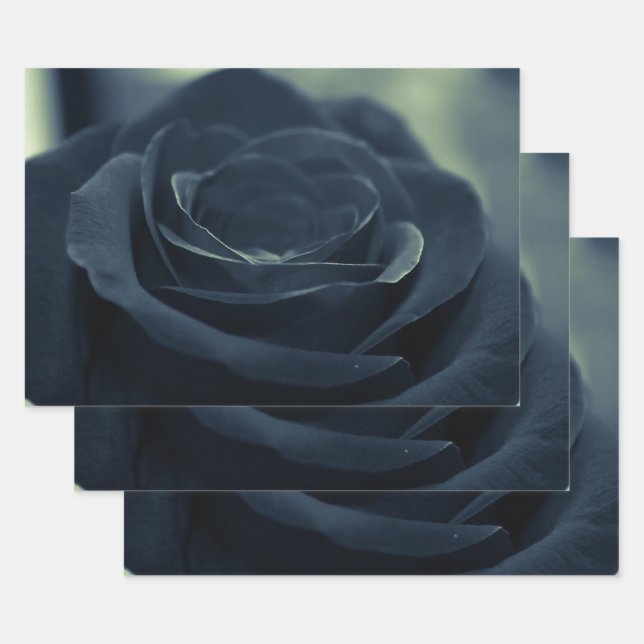 Black Rose Flower Dark Gothic Vibe Wrapping Paper Sheets (Set)