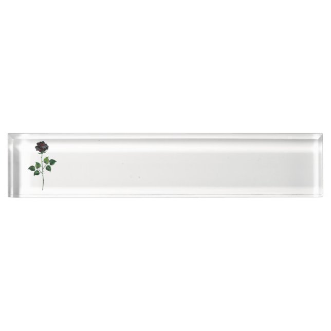 Black rose flower desk name plate (Front)