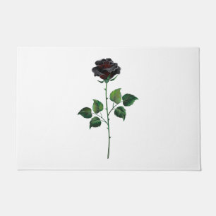 Black rose flower doormat