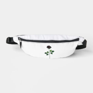 Black rose flower fanny pack