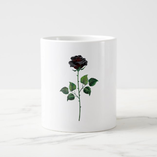 Black rose flower giant coffee mug (Front)