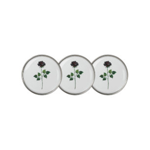 Black rose flower golf ball marker