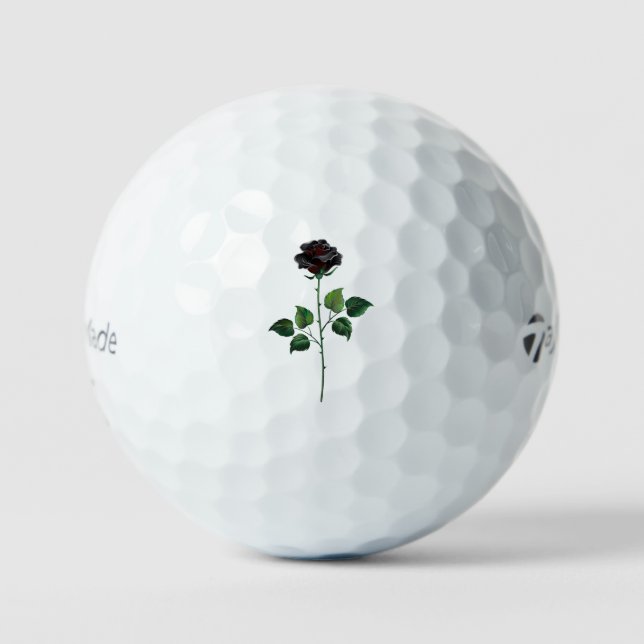 Black rose flower golf balls (Front)