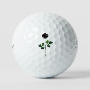 Black rose flower golf balls