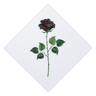 Black rose flower graduation cap topper