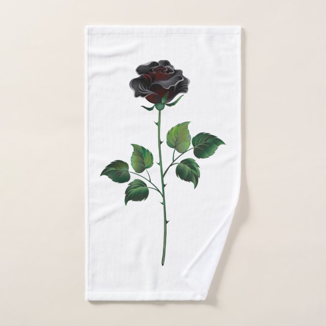 Black rose flower hand towel  (Hand Towel)
