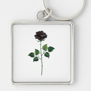 Black rose flower keychain