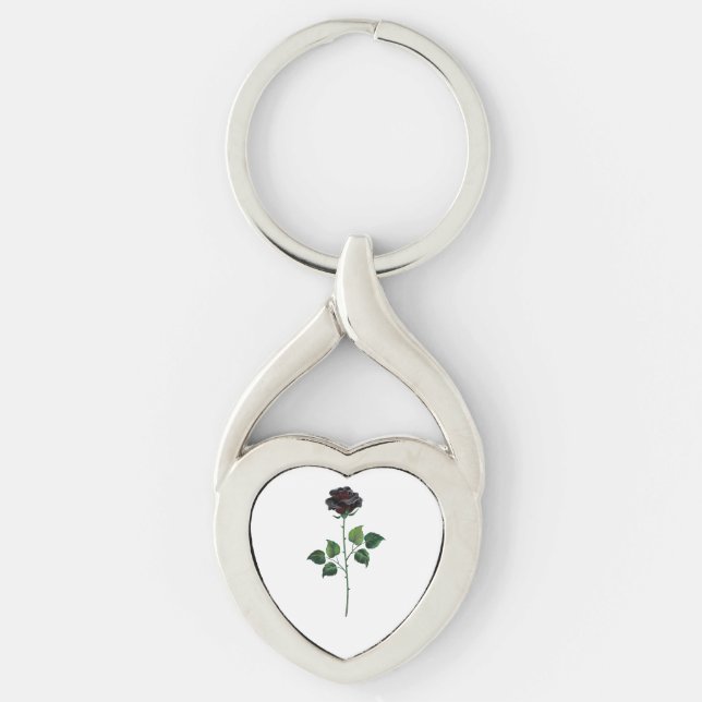 Black rose flower keychain (Front)