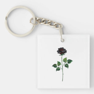 Black rose flower keychain