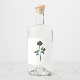 Black rose flower liquor bottle label