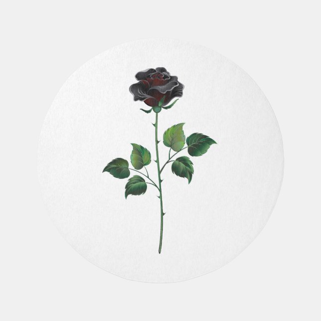 Black rose flower outdoor rug (Front)