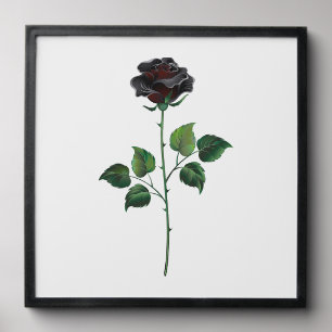 Black rose flower peel and stick photo tile