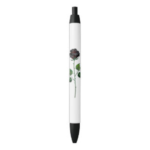 Black rose flower pen
