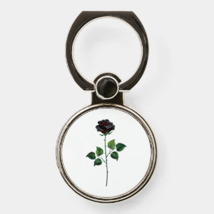 Black rose flower phone ring stand