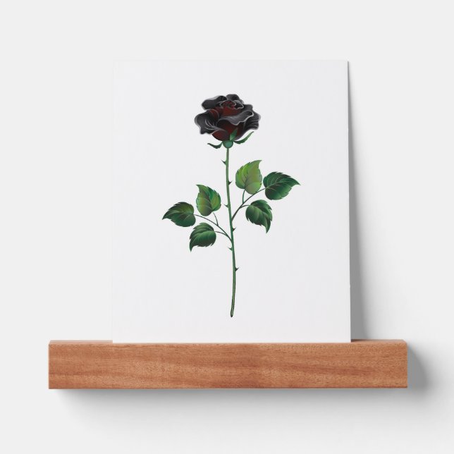 Black rose flower picture ledge (Front)