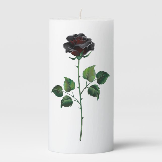 Black rose flower pillar candle (Front)