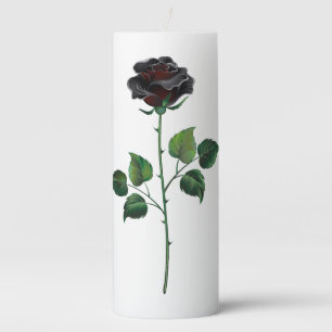 Black rose flower pillar candle