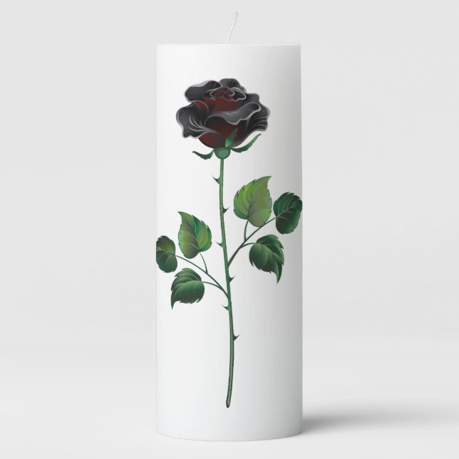 Black rose flower pillar candle (Front)