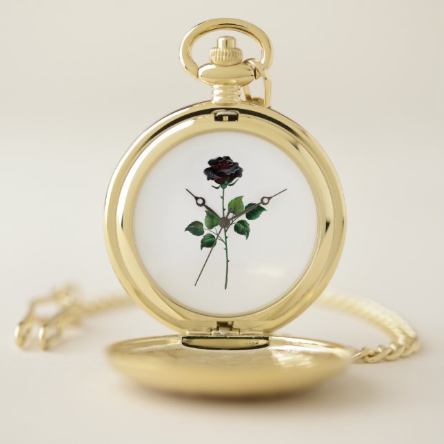 Black rose flower pocket watch (Inside)