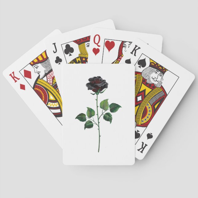Black rose flower poker cards (Back)
