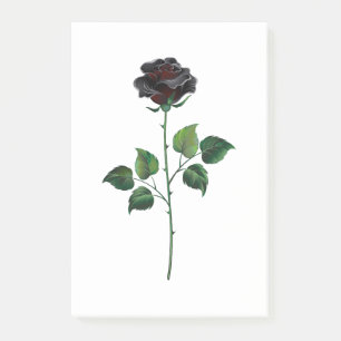 Black rose flower post-it notes