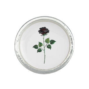Black rose flower ring