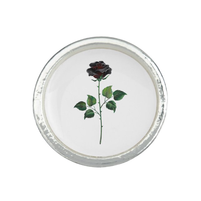 Black rose flower ring (Front)
