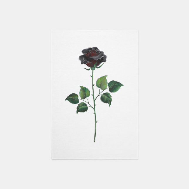 Black rose flower rug (Front (Vertical))