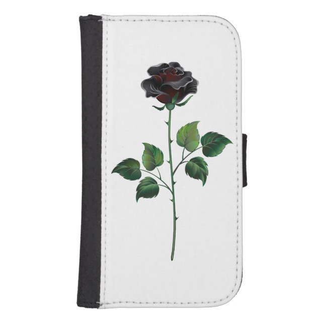 Black rose flower samsung galaxy wallet case (Front)