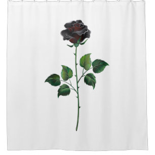 Black rose flower shower curtain