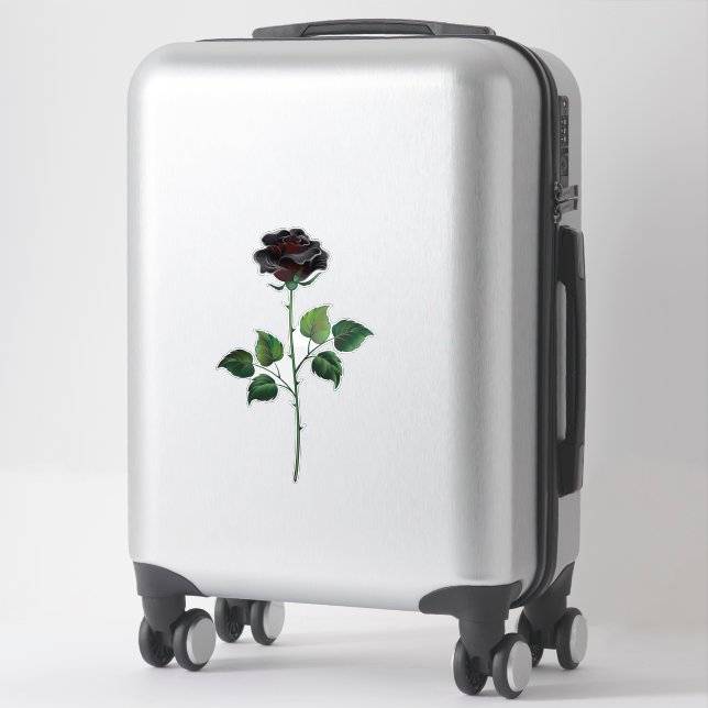 Black rose flower sticker (Suitcase)