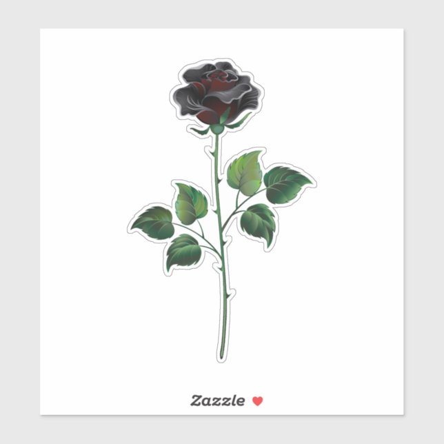 Black rose flower sticker (Sheet)