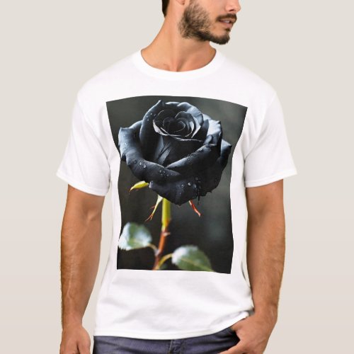 Black rose flower T_Shirt