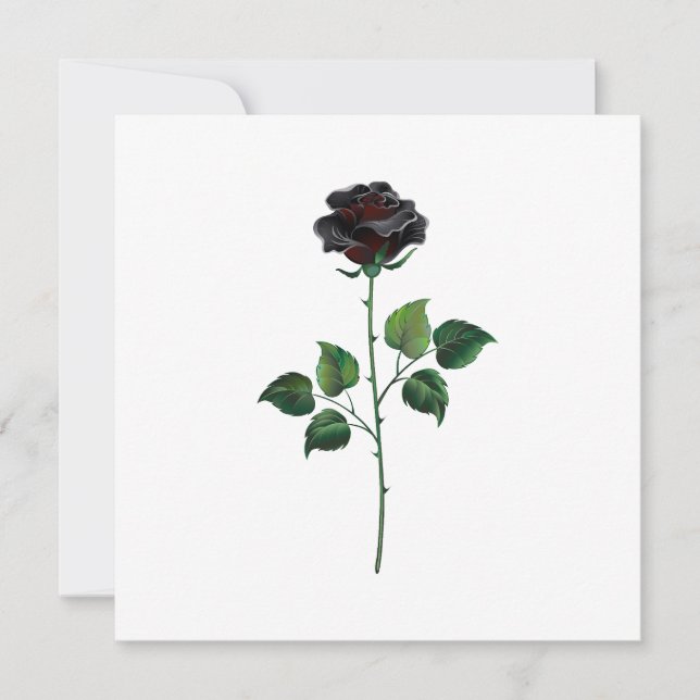 Black rose flower thank you card (Front)