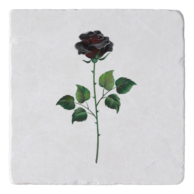 Black rose flower trivet (Front)
