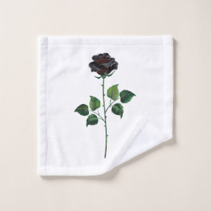 Black rose flower wash cloth