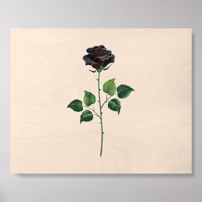Black rose flower wood photo tile  (Front Set)