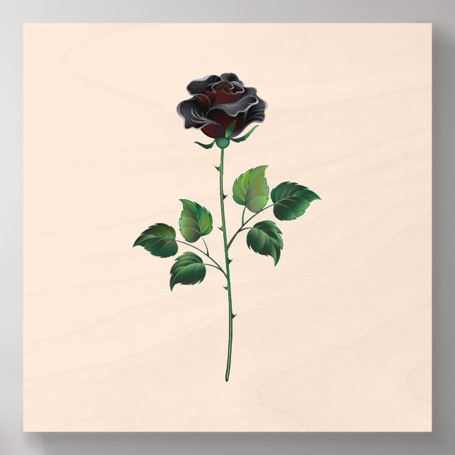 Black rose flower wood photo tile  (Front Set)