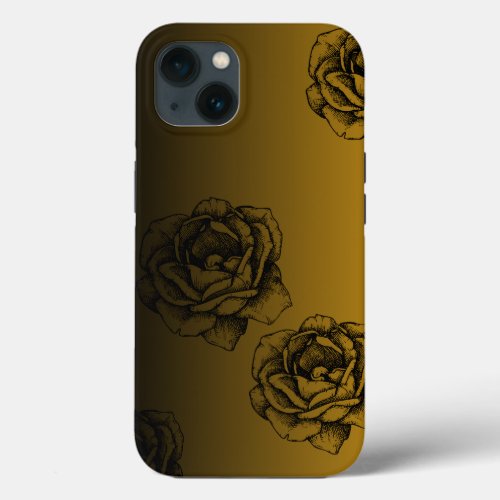  black rose flowers iPhone 13 case