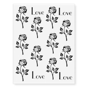 Black Rose Flowers Love Temporary Floral Tattoos