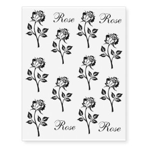 Black Rose Flowers Temporary Floral Tattoos