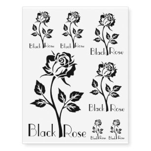 Black Rose Flowers Temporary Floral Tattoos