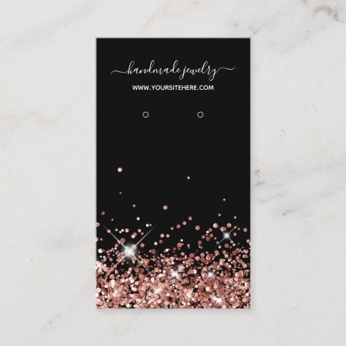 Black Rose Glitter Signature Earring Display Business Card