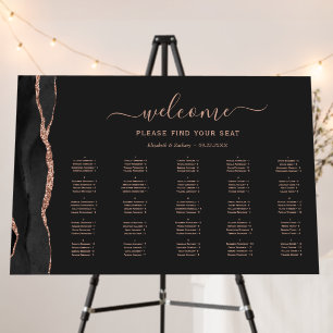 Black Rose Gold Agate Alphabetical Wedding Seating Foam Board