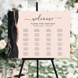 Black Rose Gold Agate Blush Pink Wedding Seating Foam Board