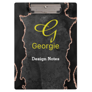 Black & Rose Gold Agate Clipboard