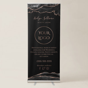black rose gold agate retractable banner