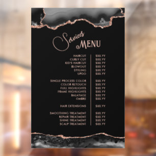 Black Rose Gold Agate Services Menu Window Cling