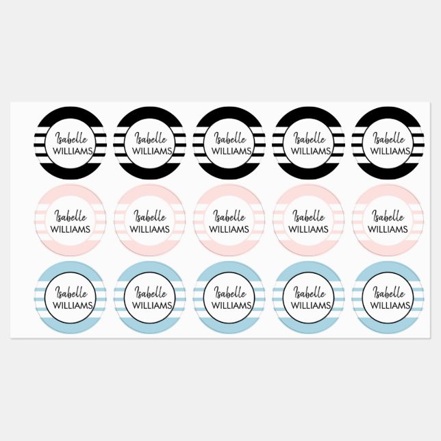 Black, Rose Gold and Blue Girl Colors Kids' Labels (Sheet)