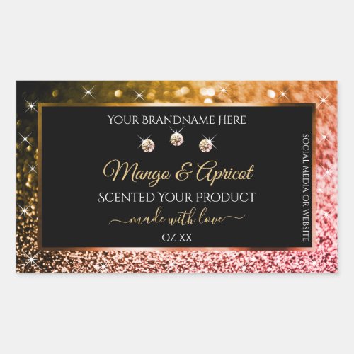 Black Rose Gold and Golden Glitter Product Labels 